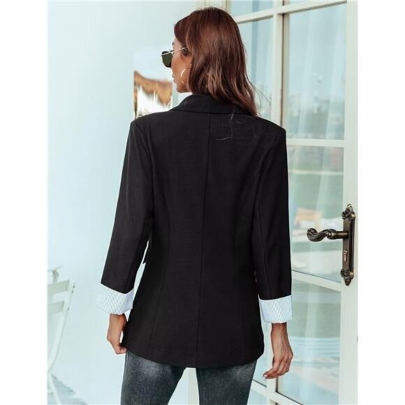 Womens Blazer Jackets with Pockets Black - Picture 4 of 5